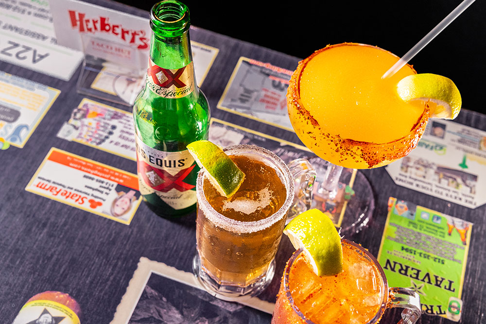 Margaritas and drinks at Herbert's Taco Hut in San Marcos TX