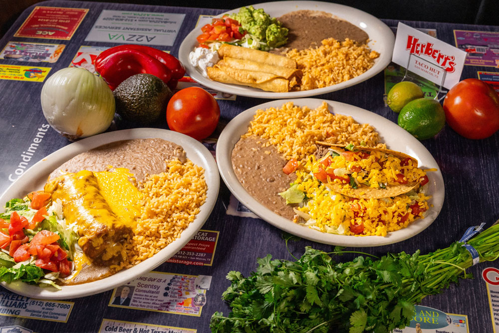Authentic Tex-Mex food at Herbert's Taco Hut San Marcos Texas