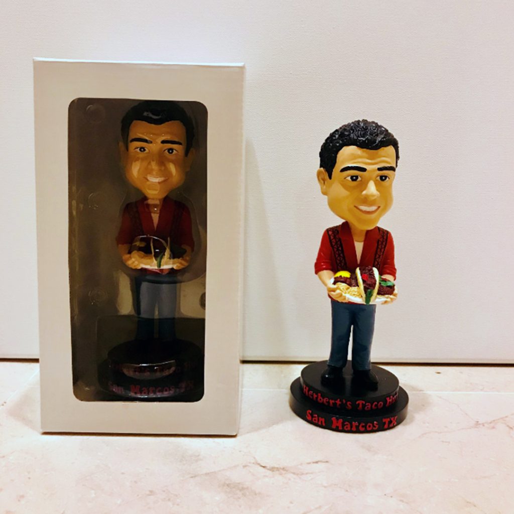 Bobbleheads from Herbert's Taco Hut in San Marcos TX